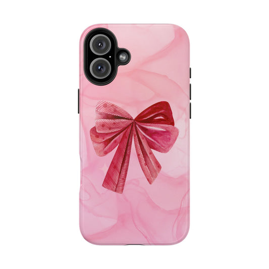 Pink background and red bow cute cell phone cases | For girls best gift ideas